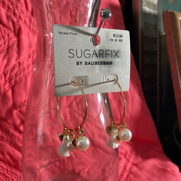 NWT SUGARFIX BY BAUBLEBAR EARRINGS GOLD AND PEARL - Picture 2 of 5